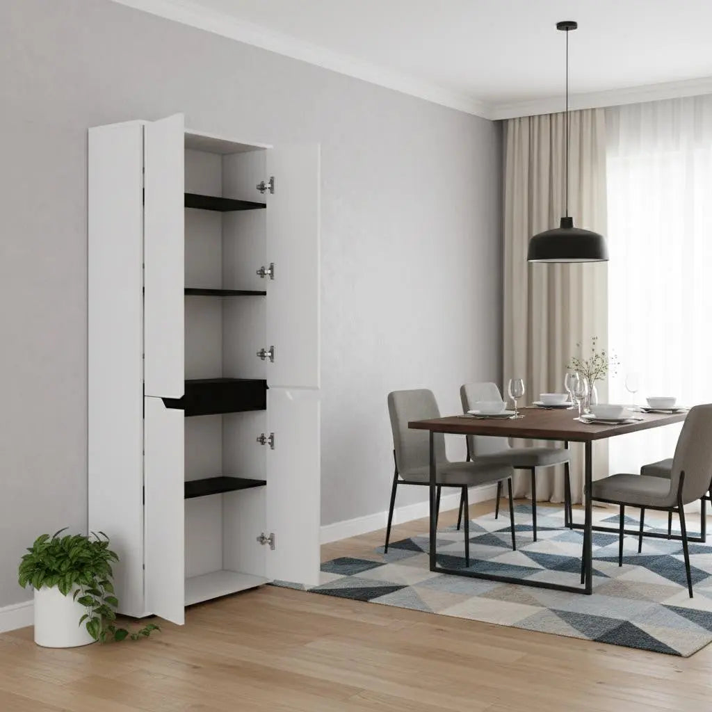 67" Black And White Wood Pantry Or Storage Closet Homeroots Kitchen & Dining