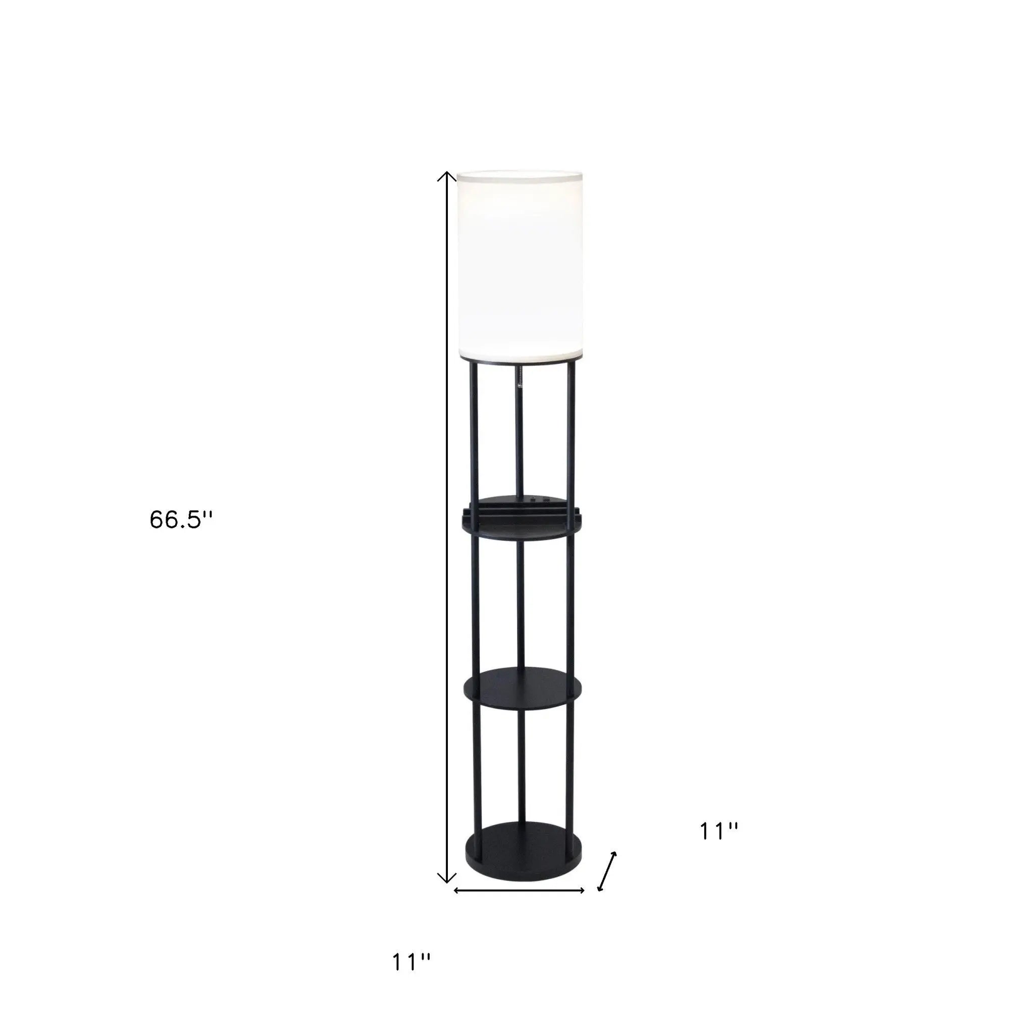 67" Black Metal Column Floor Lamp With White Linen Shade Homeroots Lighting