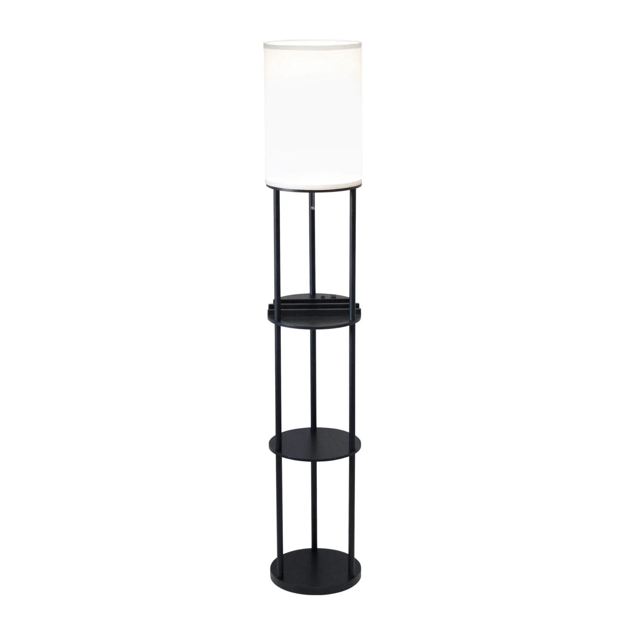 67" Black Metal Column Floor Lamp With White Linen Shade Homeroots Lighting