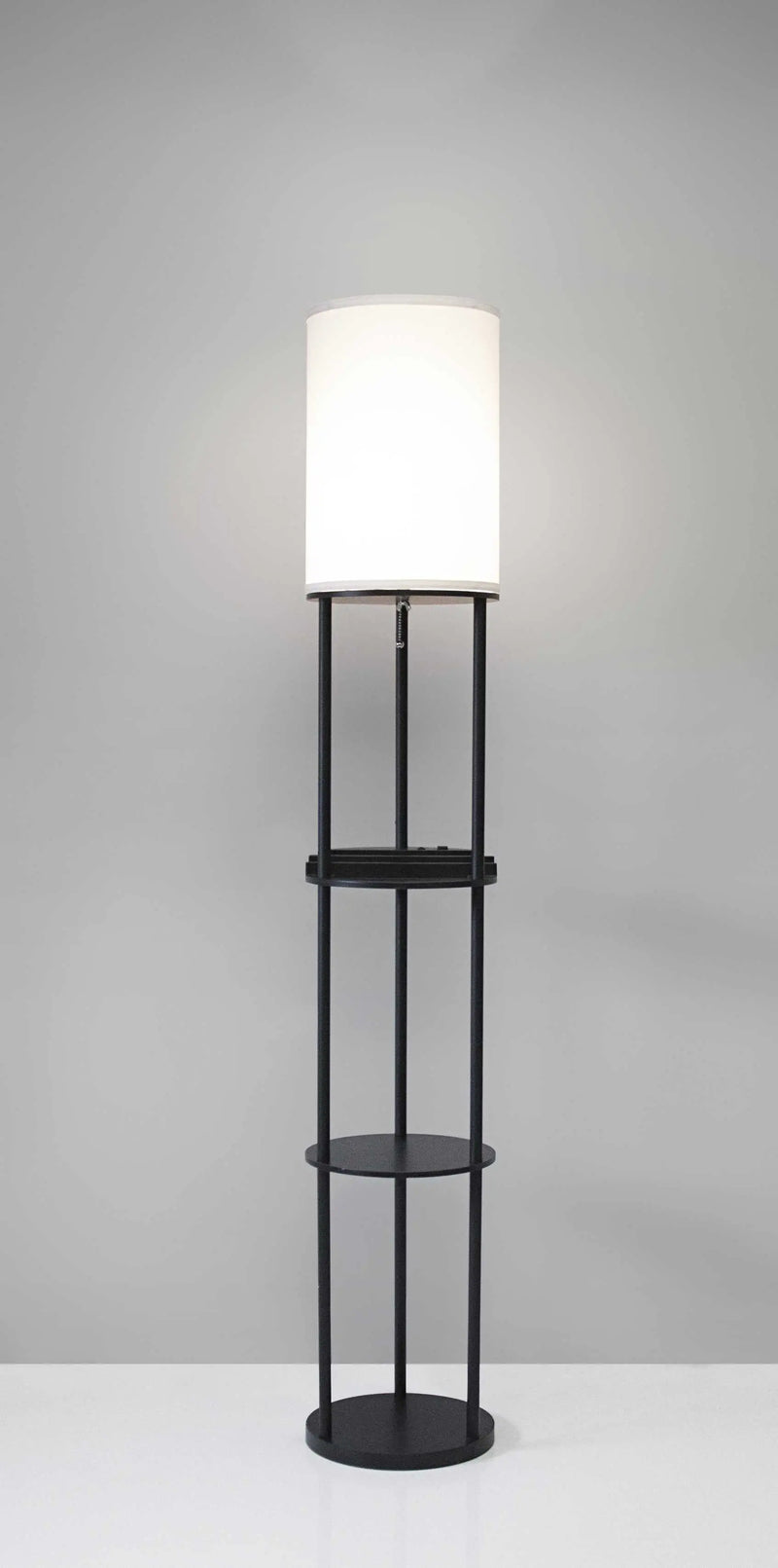 67" Black Metal Column Floor Lamp With White Linen Shade Homeroots Lighting