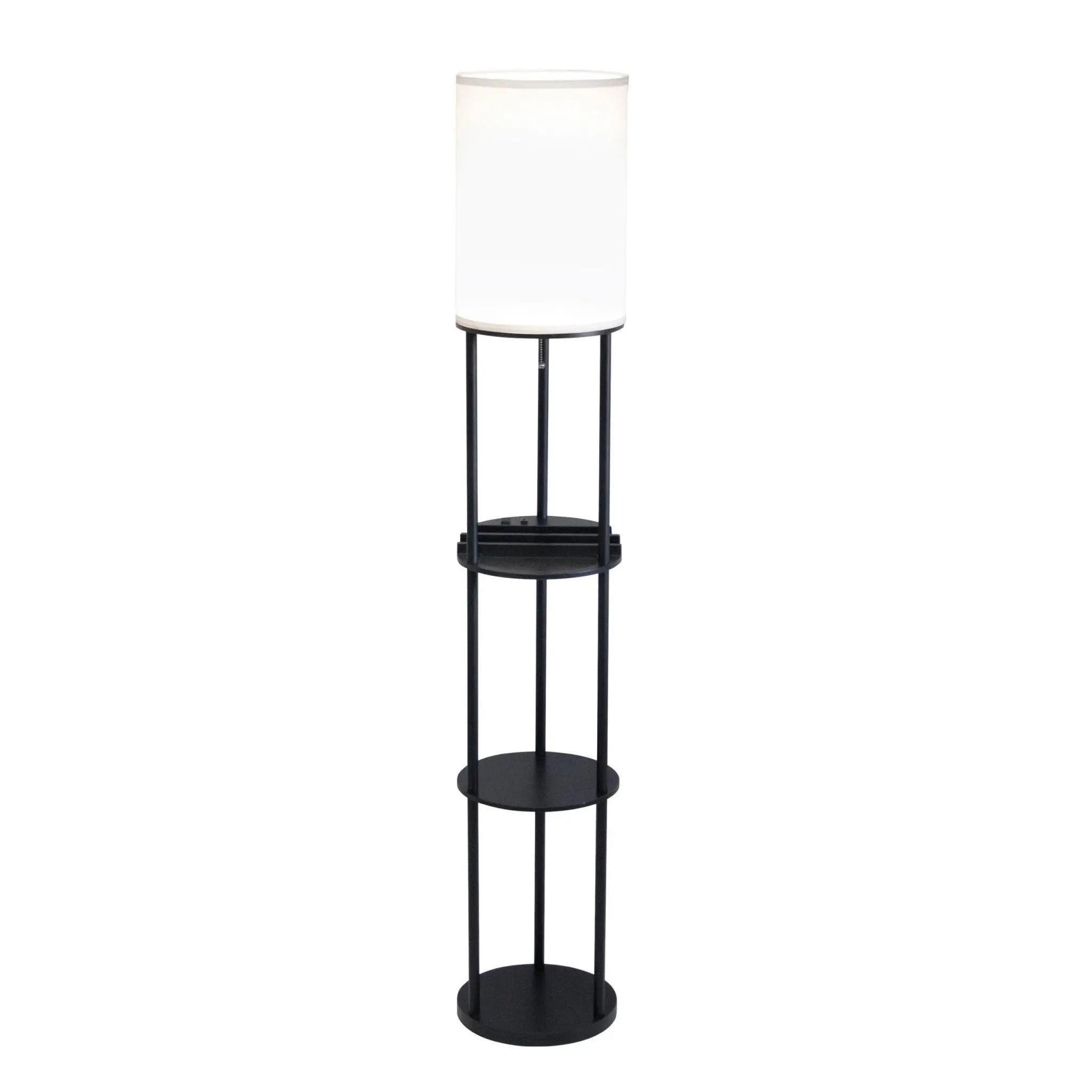 67" Black Metal Column Floor Lamp With White Linen Shade Homeroots Lighting