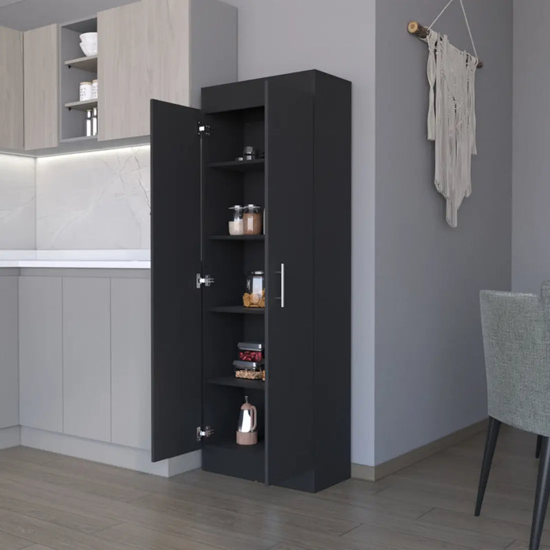 67" Black Wood Pantry Or Storage Closet - GreatEagleInc
