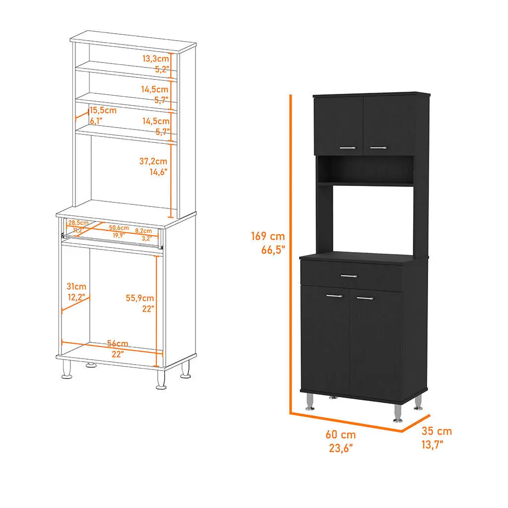 67" Black Wood Pantry Or Storage Closet Homeroots Kitchen & Dining