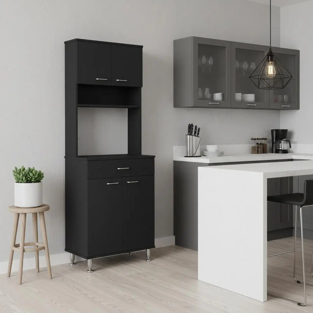 67" Black Wood Pantry Or Storage Closet Homeroots Kitchen & Dining