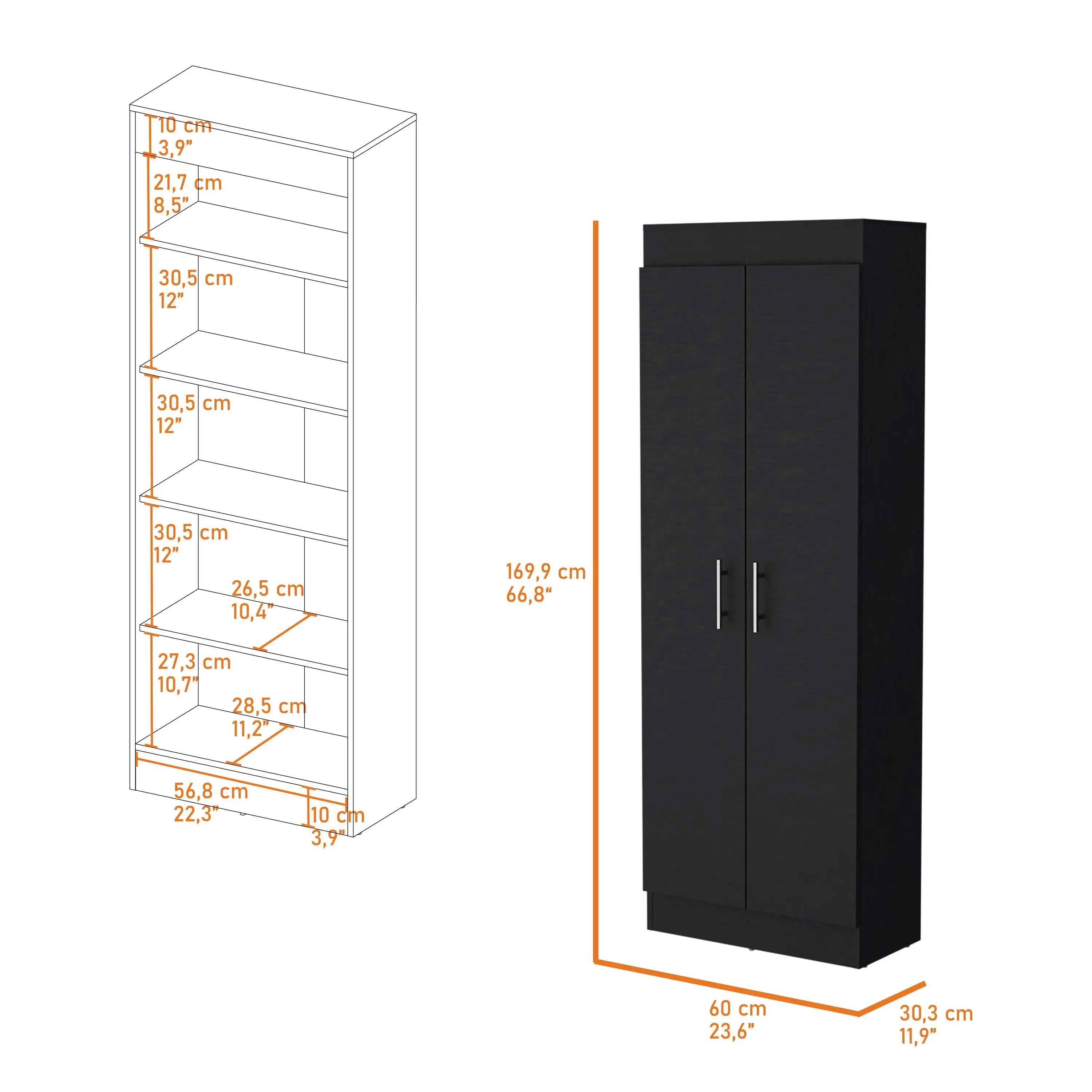 67" Black Wood Pantry Or Storage Closet Homeroots Kitchen & Dining