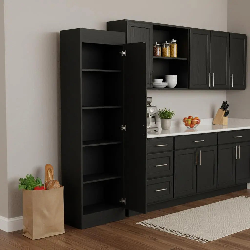 67" Black Wood Pantry Or Storage Closet Homeroots Kitchen & Dining