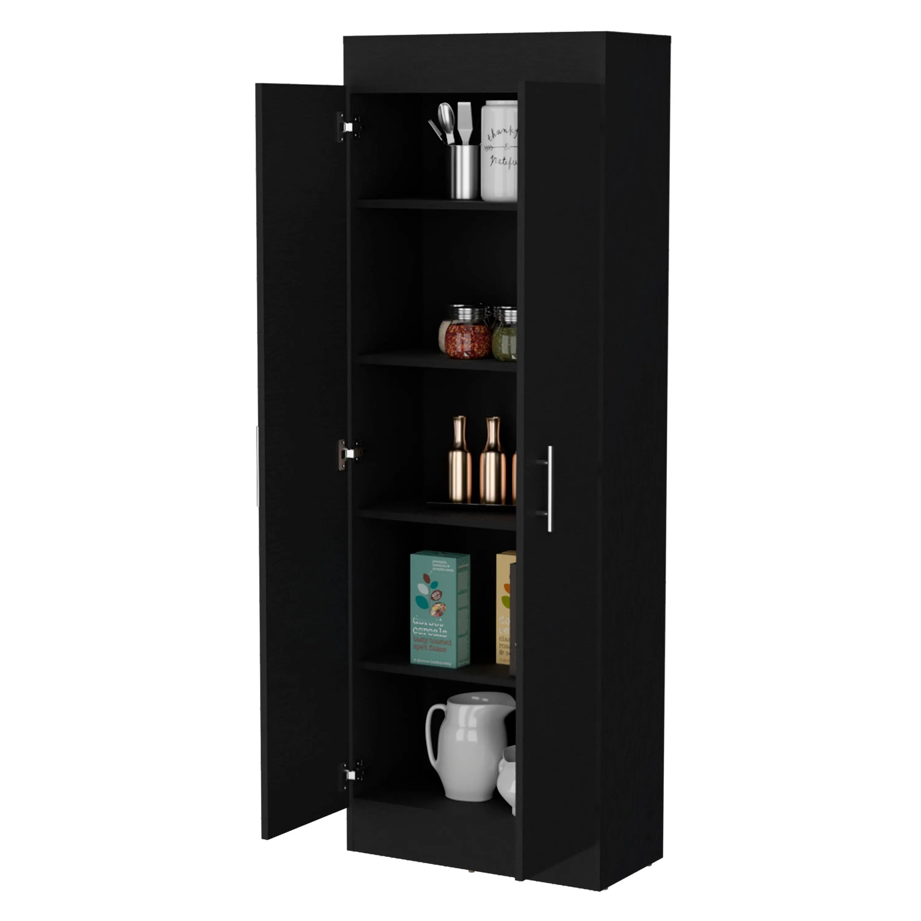 67" Black Wood Pantry Or Storage Closet Homeroots Kitchen & Dining