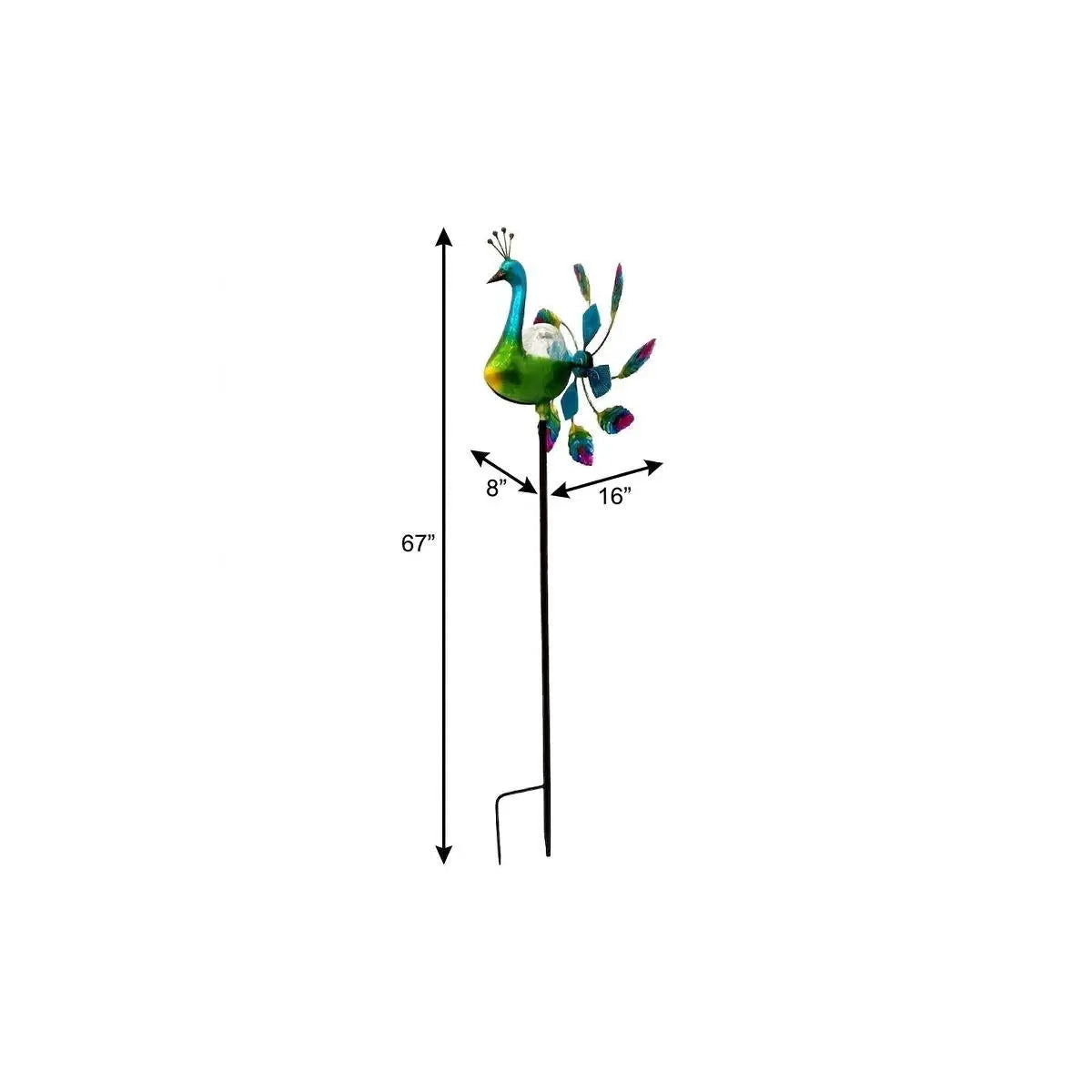 67" Blue And Green Metal LED lights Birds Windmill Homeroots Outdoor