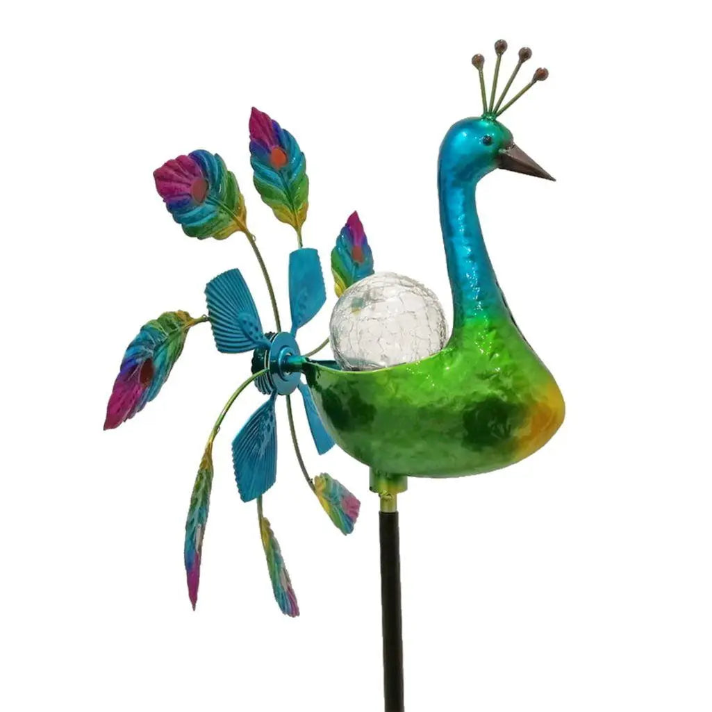 67" Blue And Green Metal LED lights Birds Windmill Homeroots Outdoor