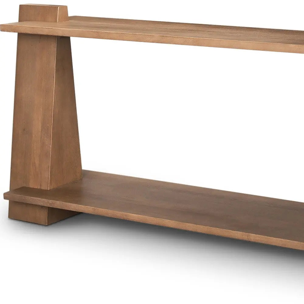 67" Brown Solid Wood Solid Console Table With Shelf Homeroots Living Room