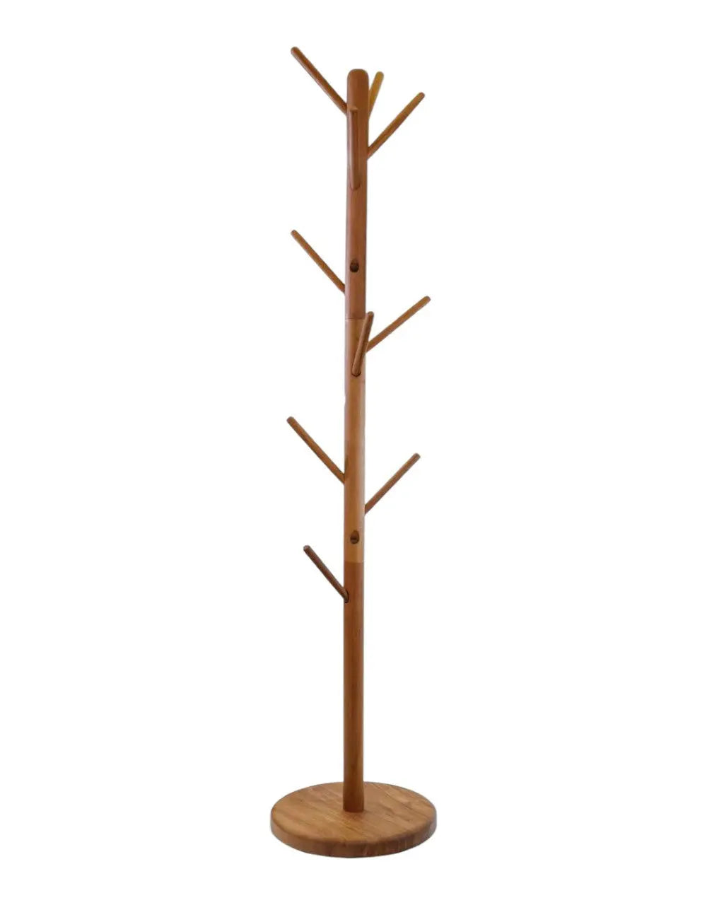67" Brown Solid Wood Ten Hook Freestanding Coat Rack Homeroots Organization