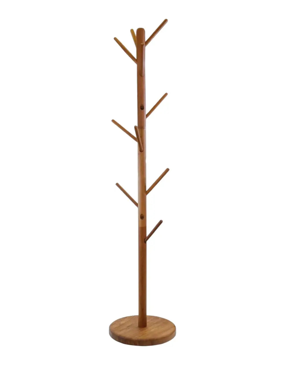 67" Brown Solid Wood Ten Hook Freestanding Coat Rack Homeroots Organization