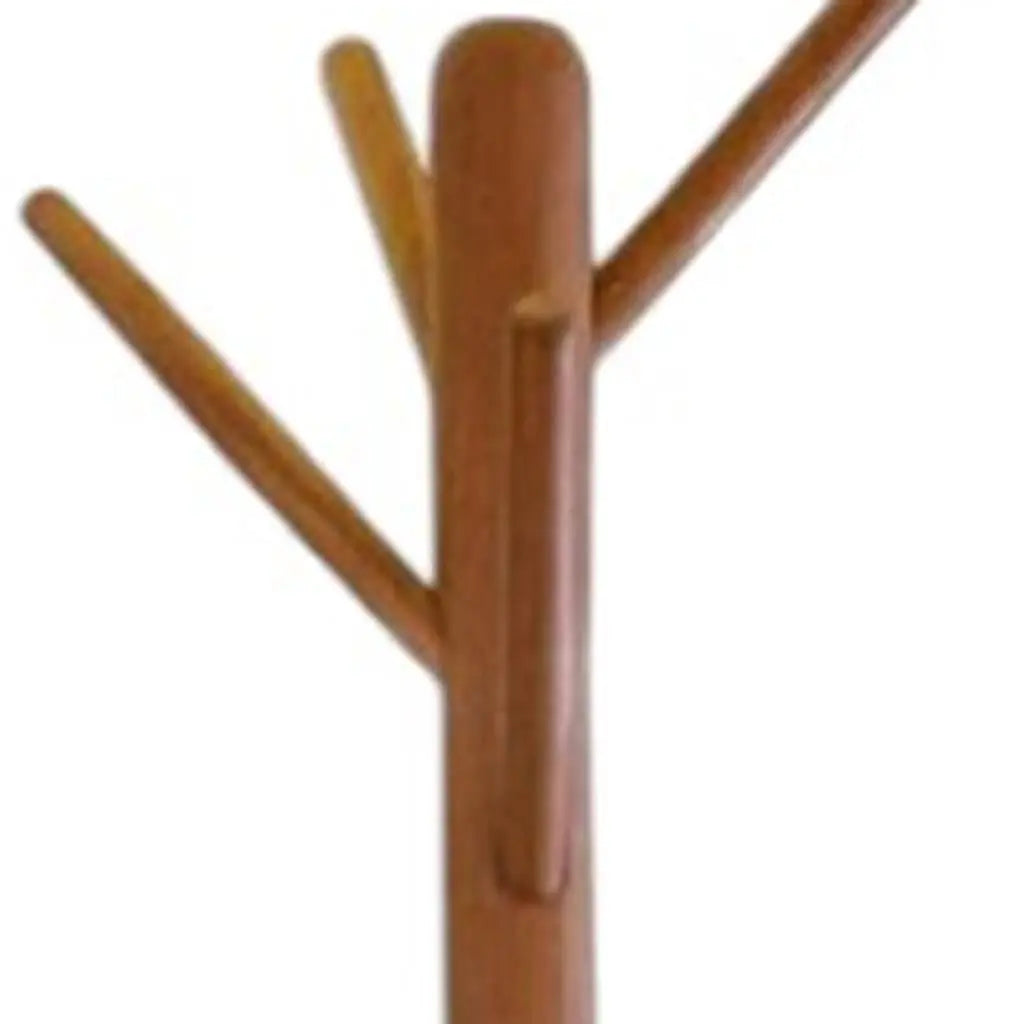 67" Brown Solid Wood Ten Hook Freestanding Coat Rack Homeroots Organization