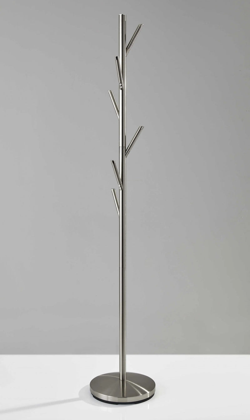 67" Brushed Steel Coat Tree Rack Homeroots Organization