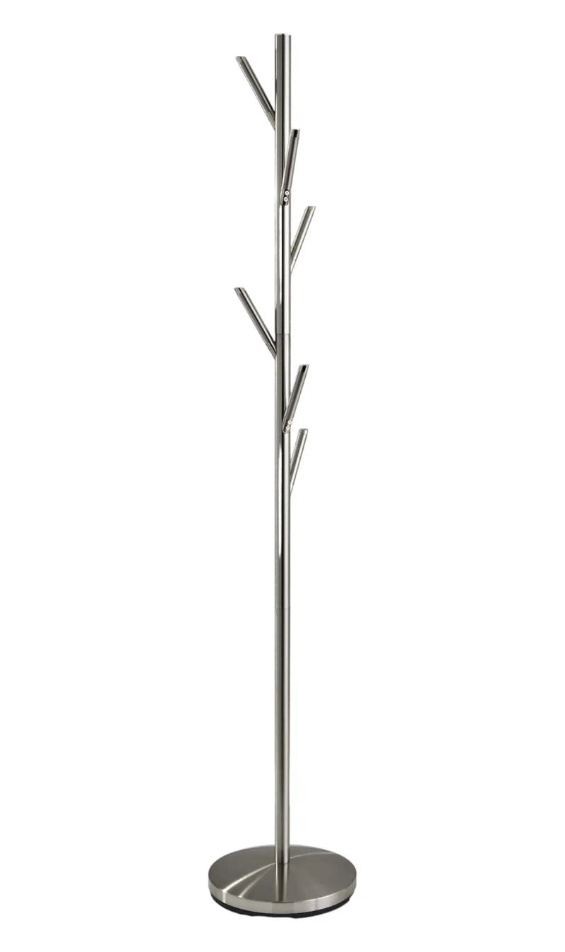 67" Brushed Steel Coat Tree Rack Homeroots Organization