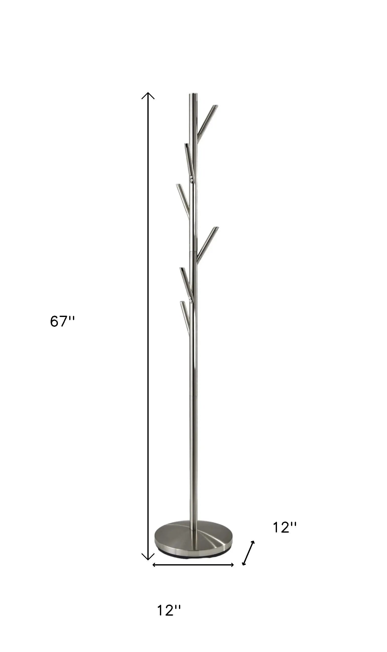 67" Brushed Steel Coat Tree Rack Homeroots Organization