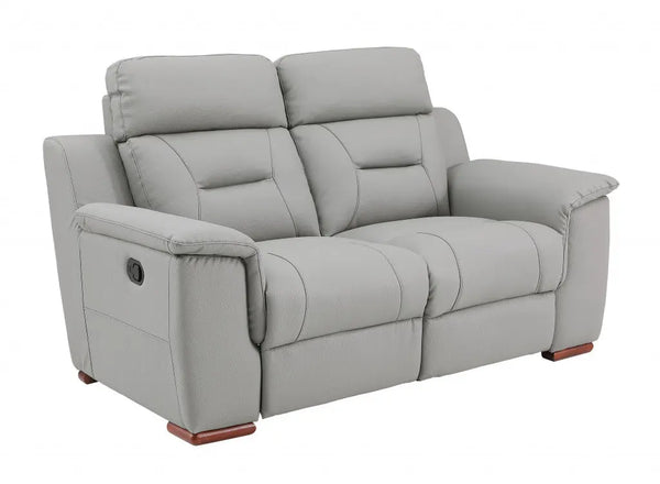 67" Gray And Brown Faux Leather Manual Reclining Loveseat Homeroots Living Room