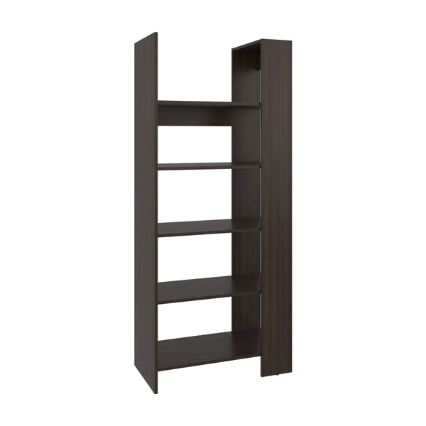 67" Walnut Wood Five Tier Bookcase Homeroots Office