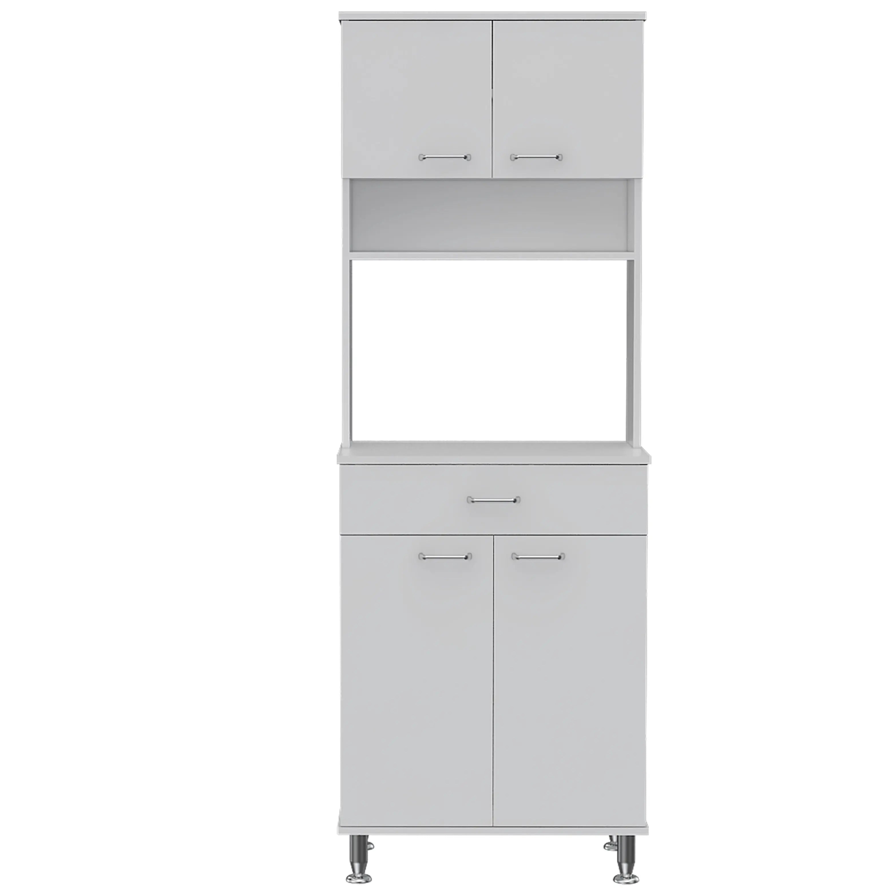 67" White Wood Four Door Pantry Or Storage Closet Homeroots Kitchen & Dining
