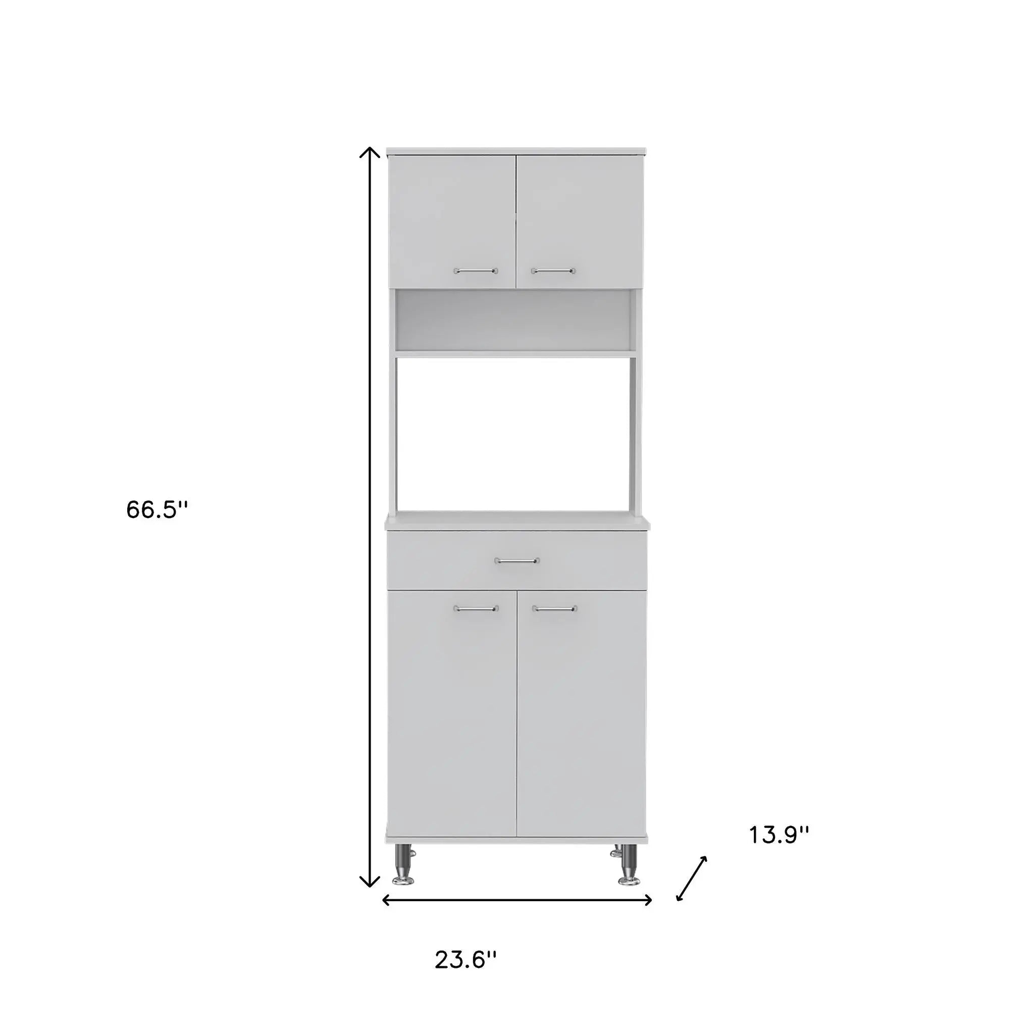 67" White Wood Four Door Pantry Or Storage Closet Homeroots Kitchen & Dining
