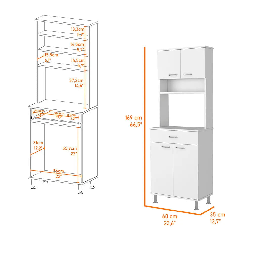 67" White Wood Pantry Or Storage Closet Homeroots Kitchen & Dining