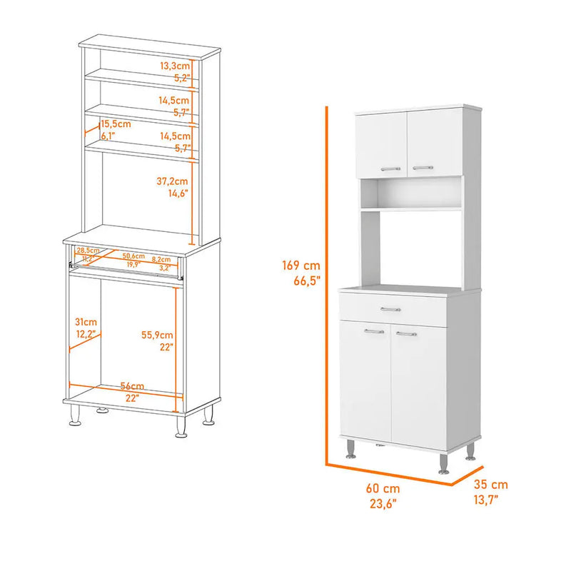 67" White Wood Pantry Or Storage Closet Homeroots Kitchen & Dining