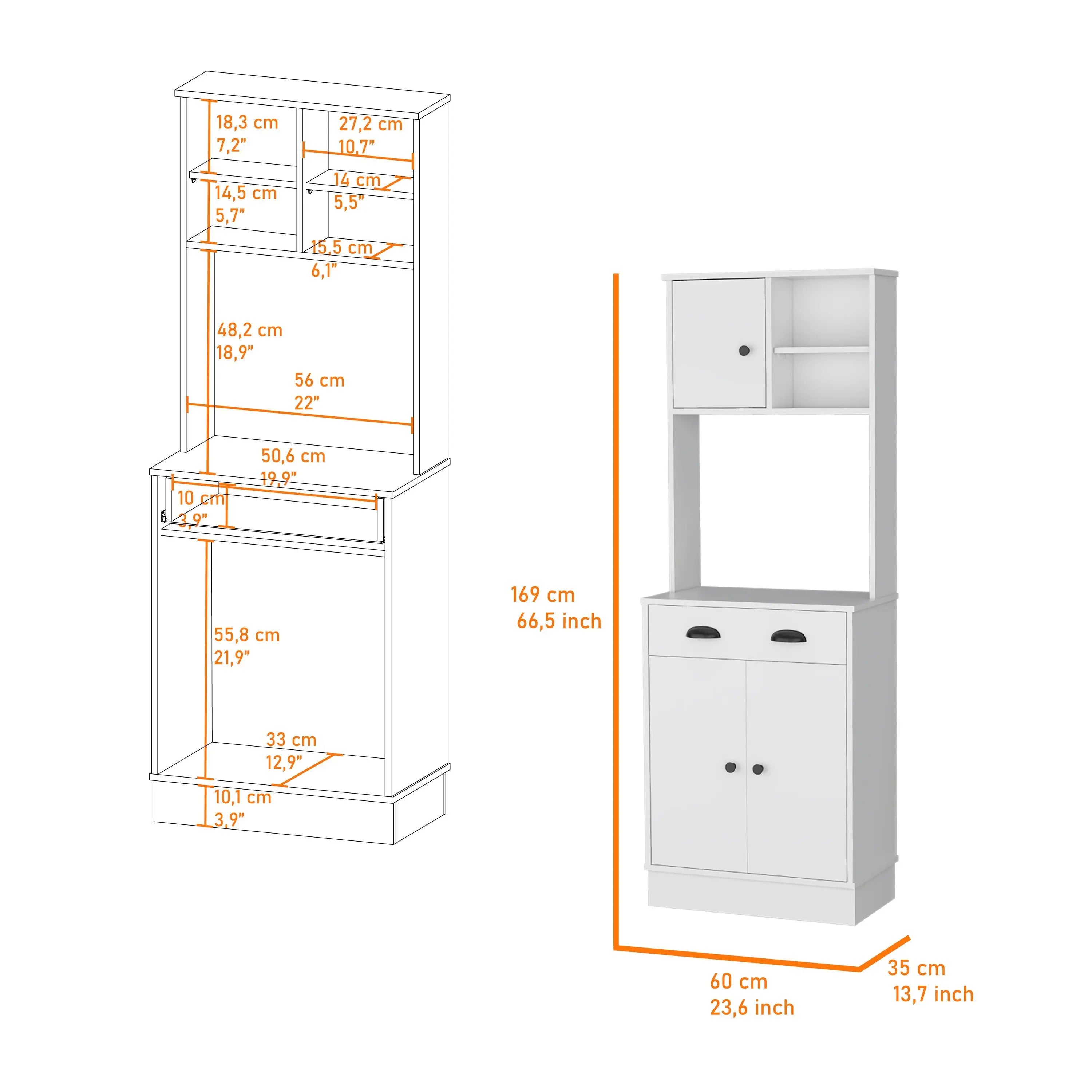 67" White Wood Pantry Or Storage Closet Homeroots Kitchen & Dining