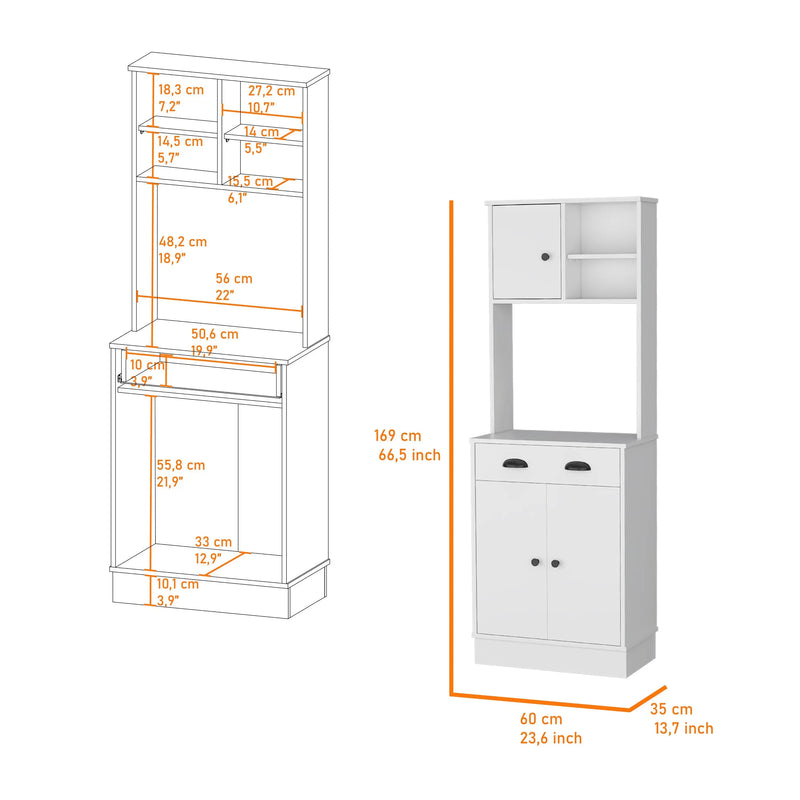 67" White Wood Pantry Or Storage Closet Homeroots Kitchen & Dining