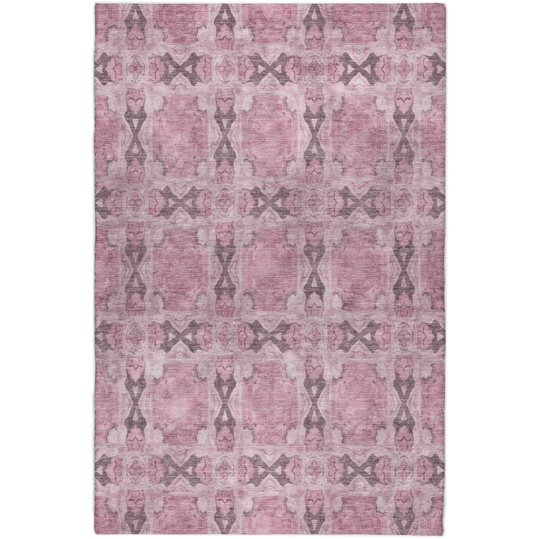 10' X 14' Pink And Gray Geometric Shag Washable Area Rug With UV Protection - Home & Garden