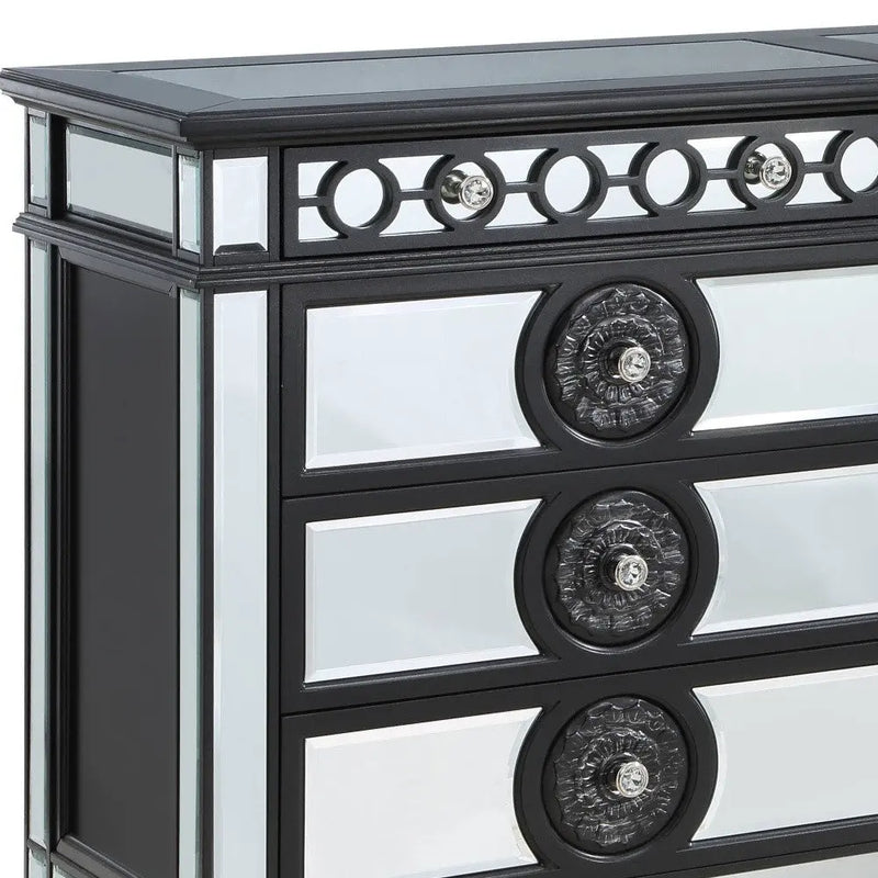 68" Black and Silver Solid and Manufactured Wood Mirrored Eight Drawer Double Dresser Homeroots Bed & Bath