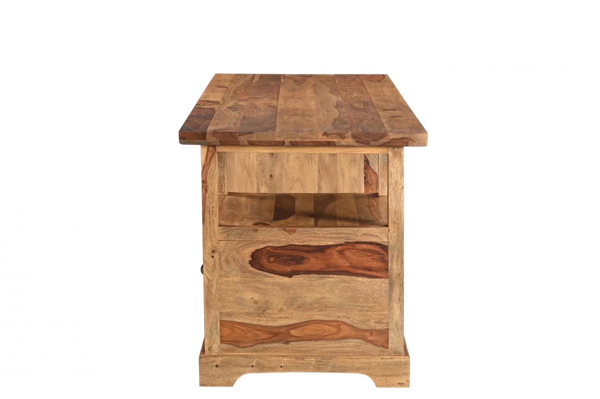 68" Brown Live Edge Solid Wood Writing Desk With Four Drawers Homeroots Office