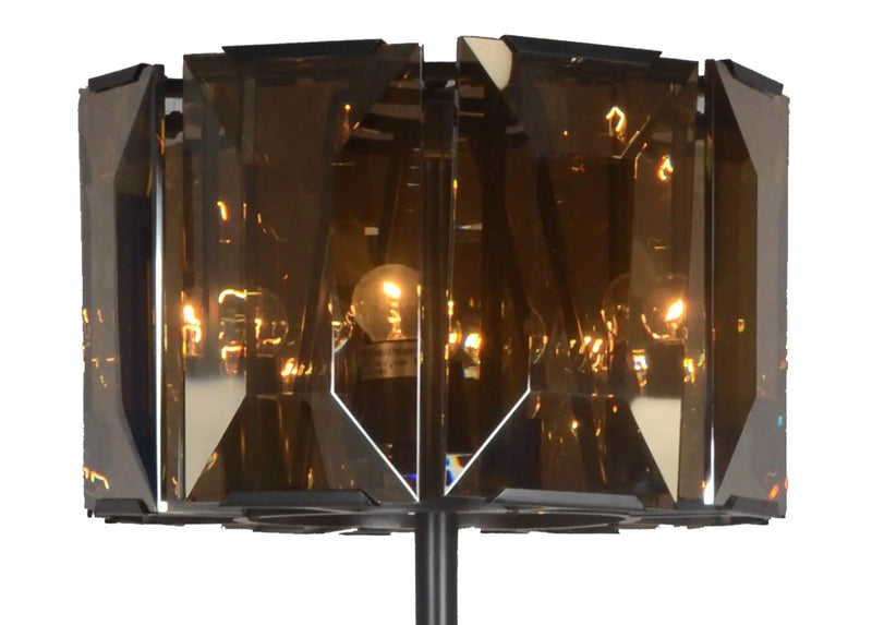 68" Dark Bronze Floor Lamp With Amber Solid Color Beveled Glass Drum Shade Homeroots Lighting