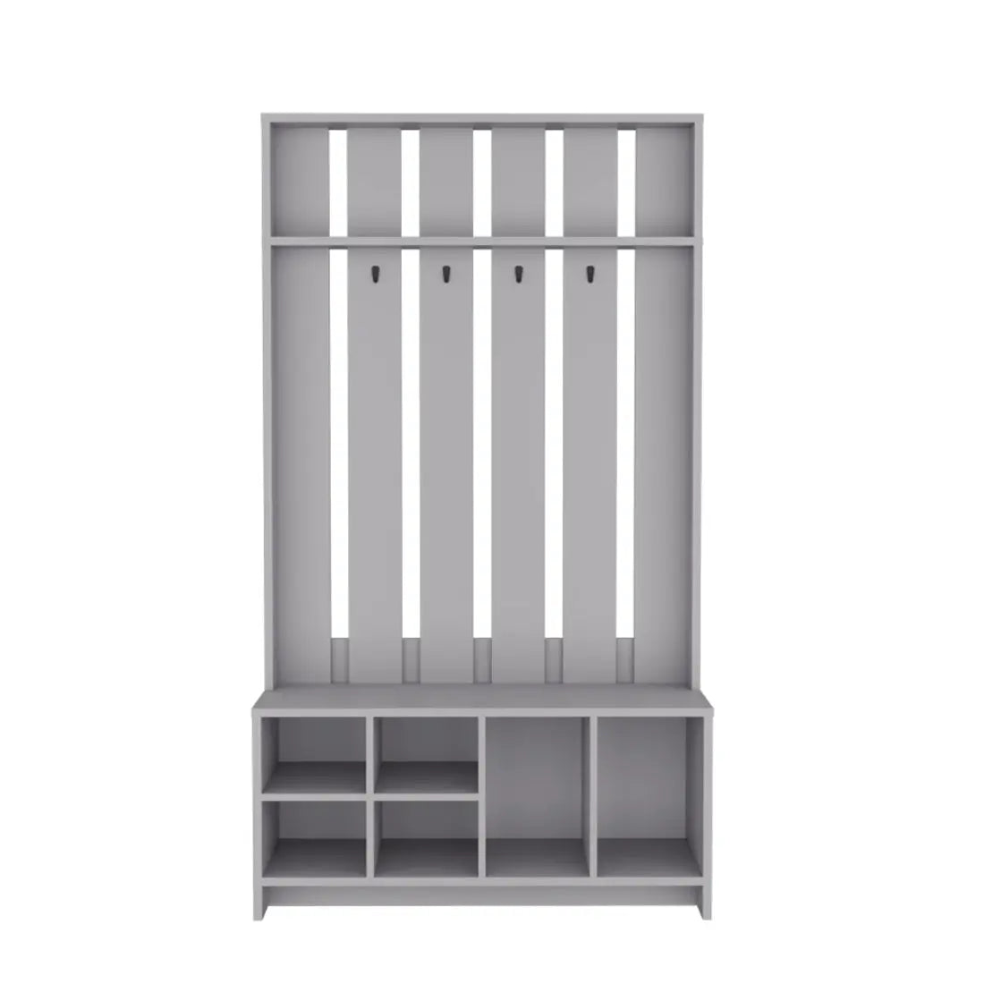 68" Gray Wood Four Hook Coat And Shoe Rack Homeroots Organization