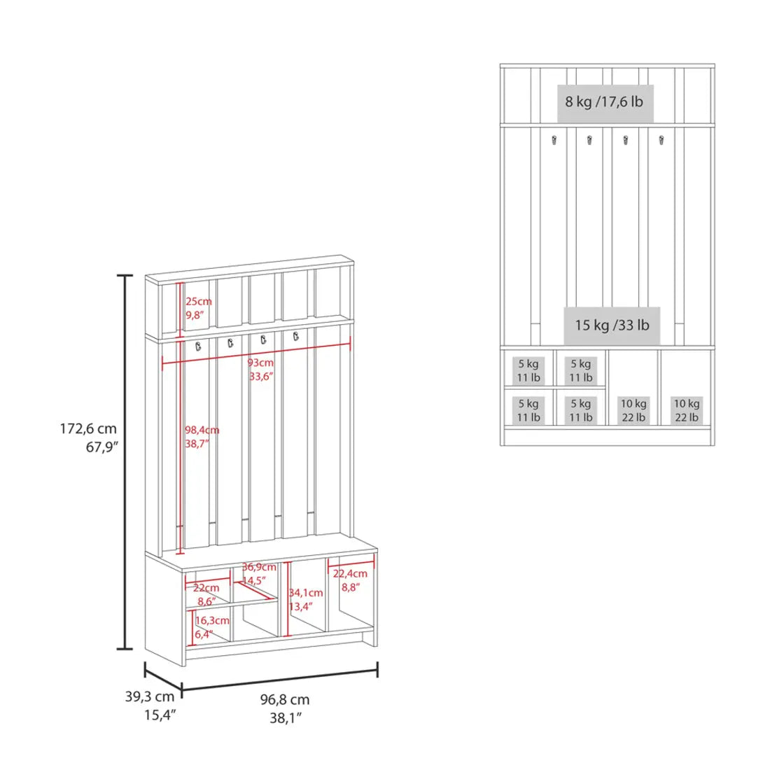 68" Gray Wood Four Hook Coat And Shoe Rack Homeroots Organization