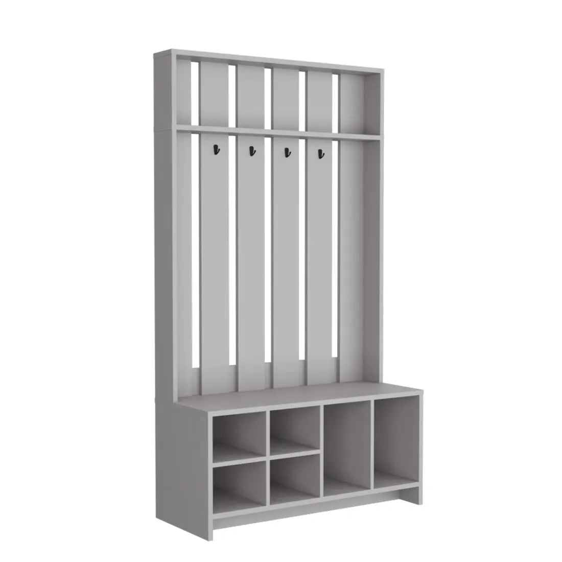 68" Gray Wood Four Hook Coat And Shoe Rack Homeroots Organization