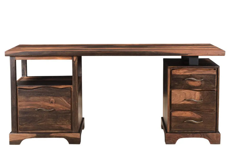 68" Natural Live Edge Solid Wood Writing Desk With Four Drawers Homeroots Office