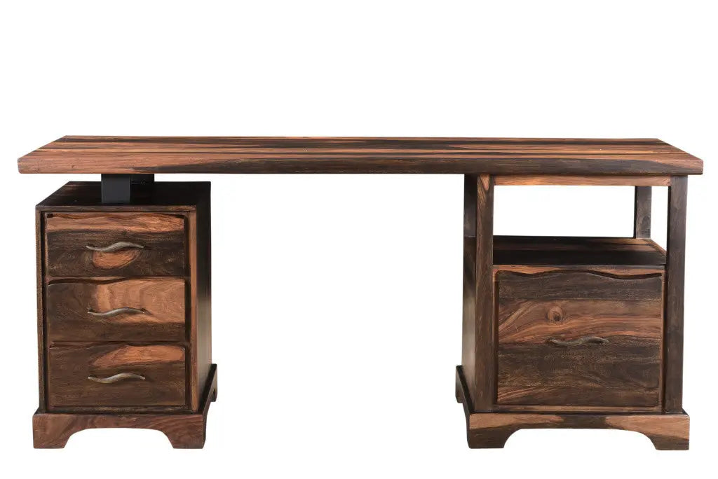 68" Natural Live Edge Solid Wood Writing Desk With Four Drawers Homeroots Office