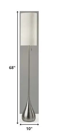 68" Silver Floor Lamp With White Fabric Drum Shade Homeroots Lighting