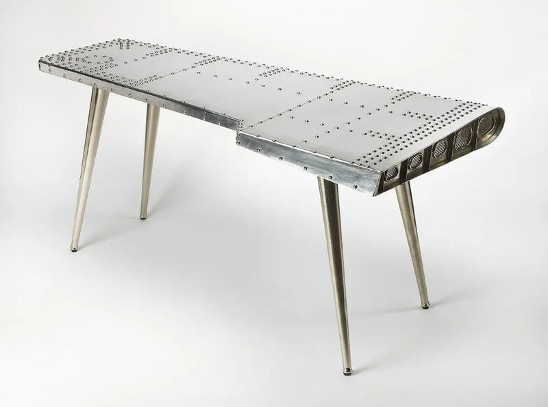 68" Silver Metal Writing Desk Homeroots Office