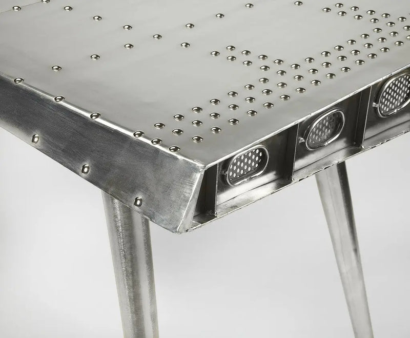 68" Silver Metal Writing Desk Homeroots Office