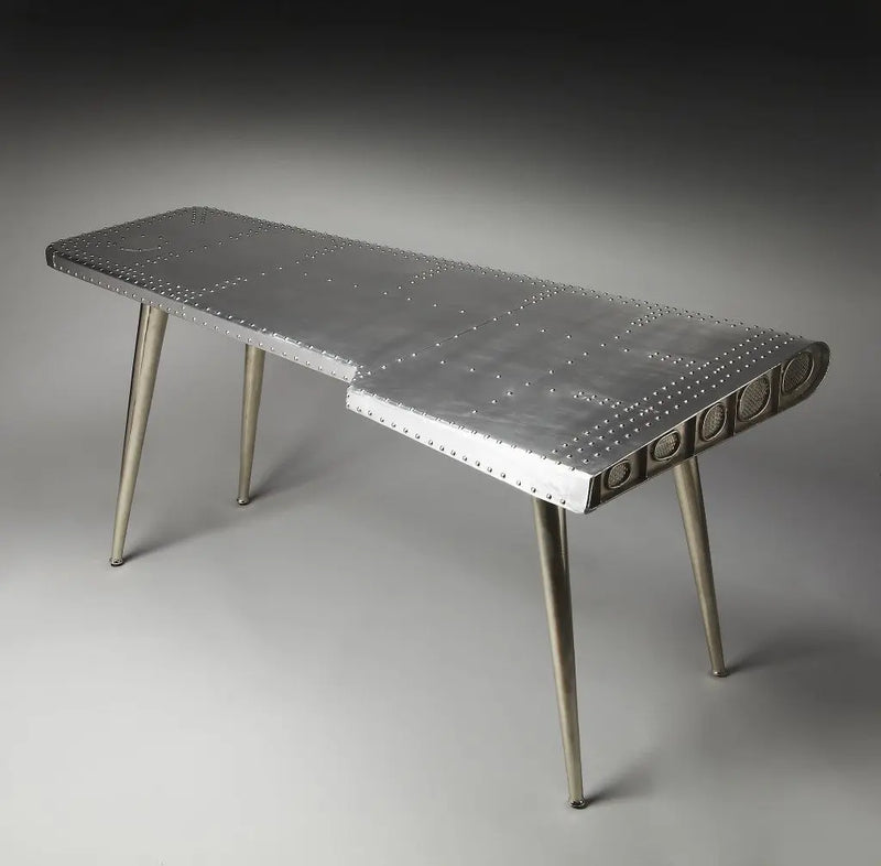 68" Silver Metal Writing Desk Homeroots Office