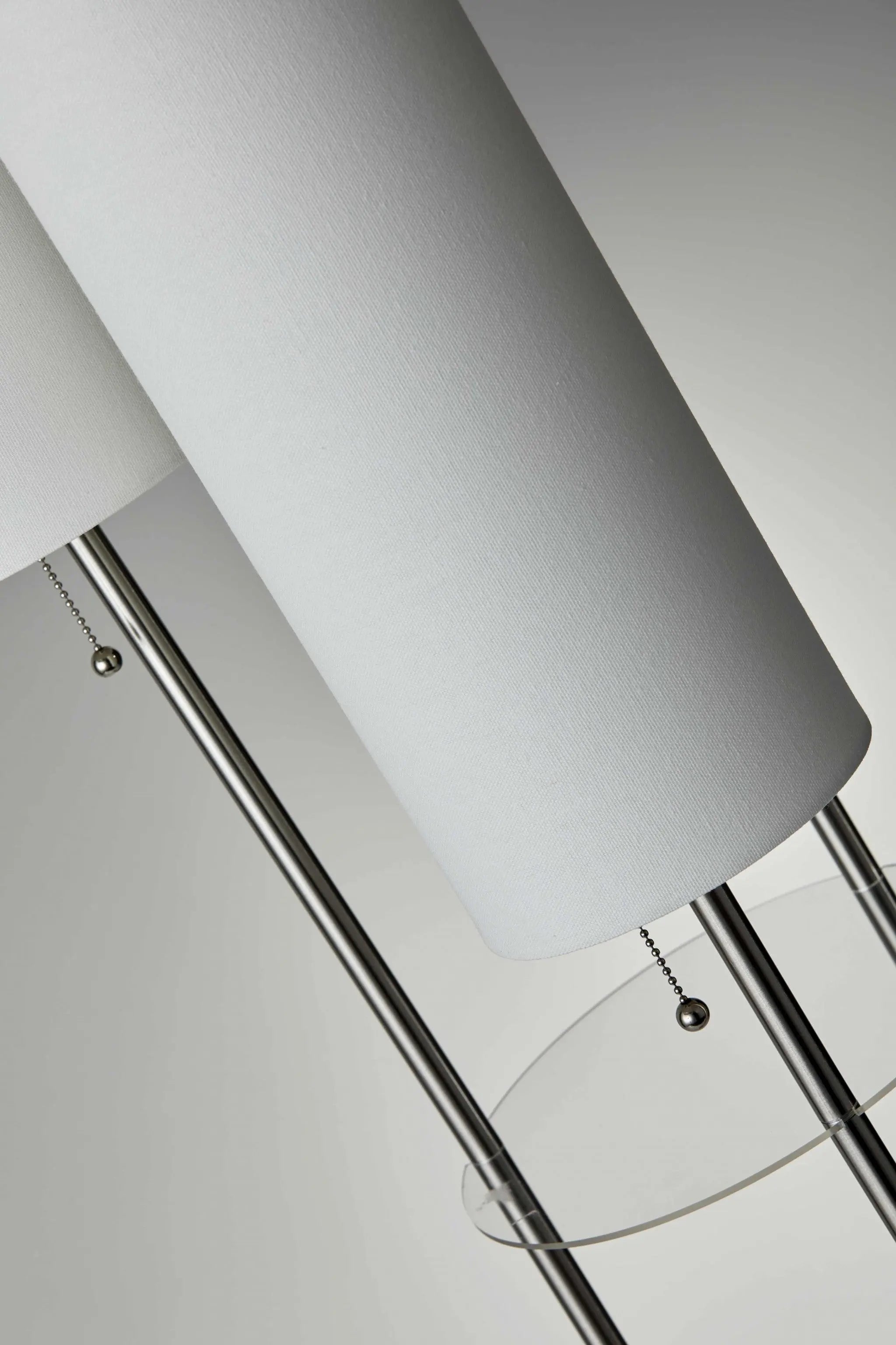 68" Silver Three Light Novelty Floor Lamp With White Linen Cylinder Shade Homeroots Lighting