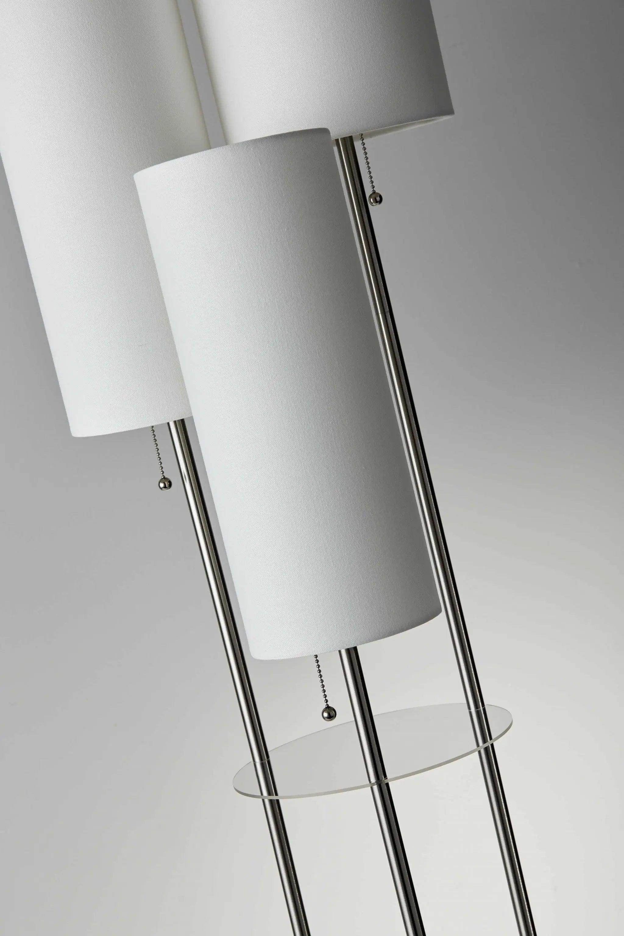 68" Silver Three Light Novelty Floor Lamp With White Linen Cylinder Shade Homeroots Lighting