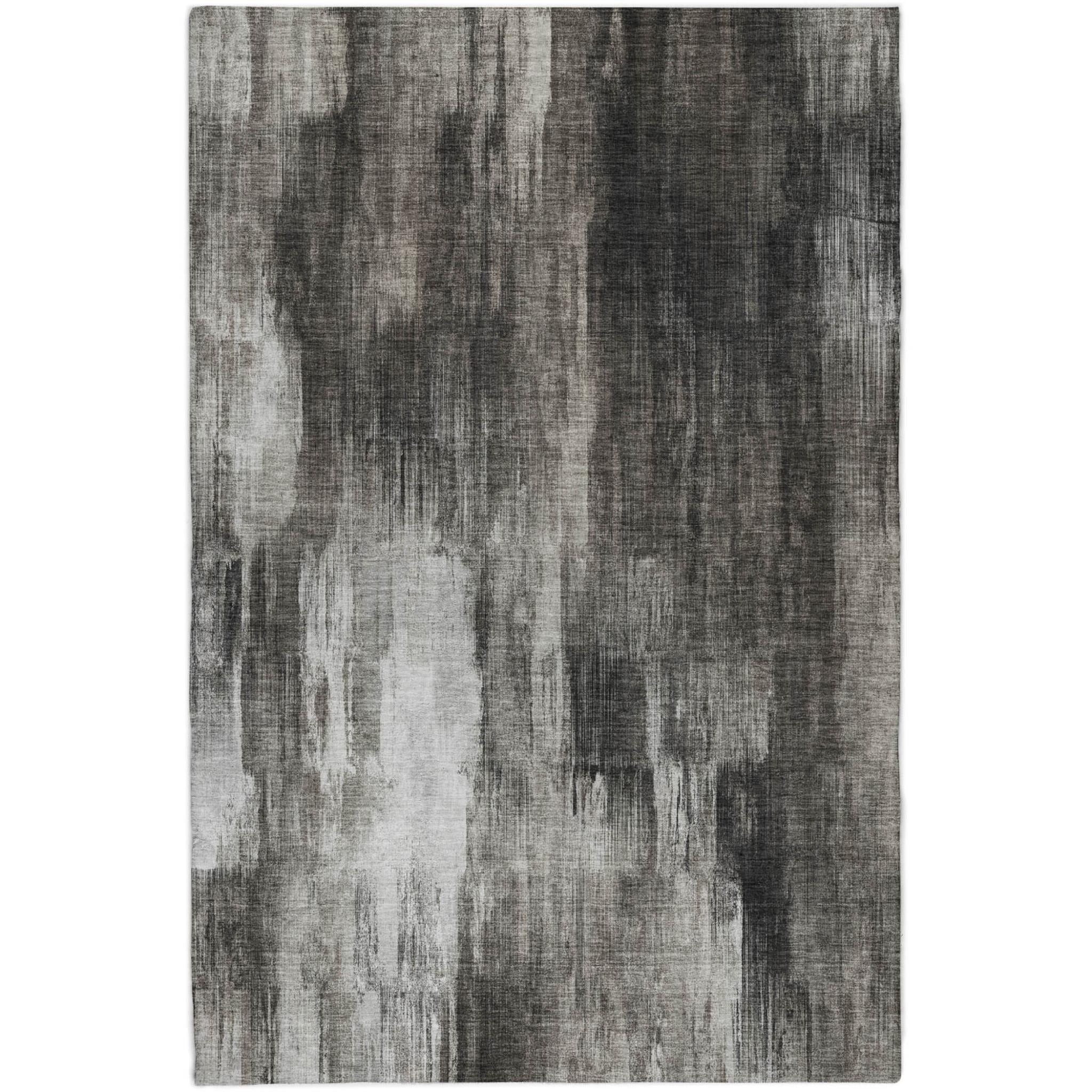 5' X 8' Gray And Black Abstract Shag Washable Area Rug With UV Protection - Home & Garden