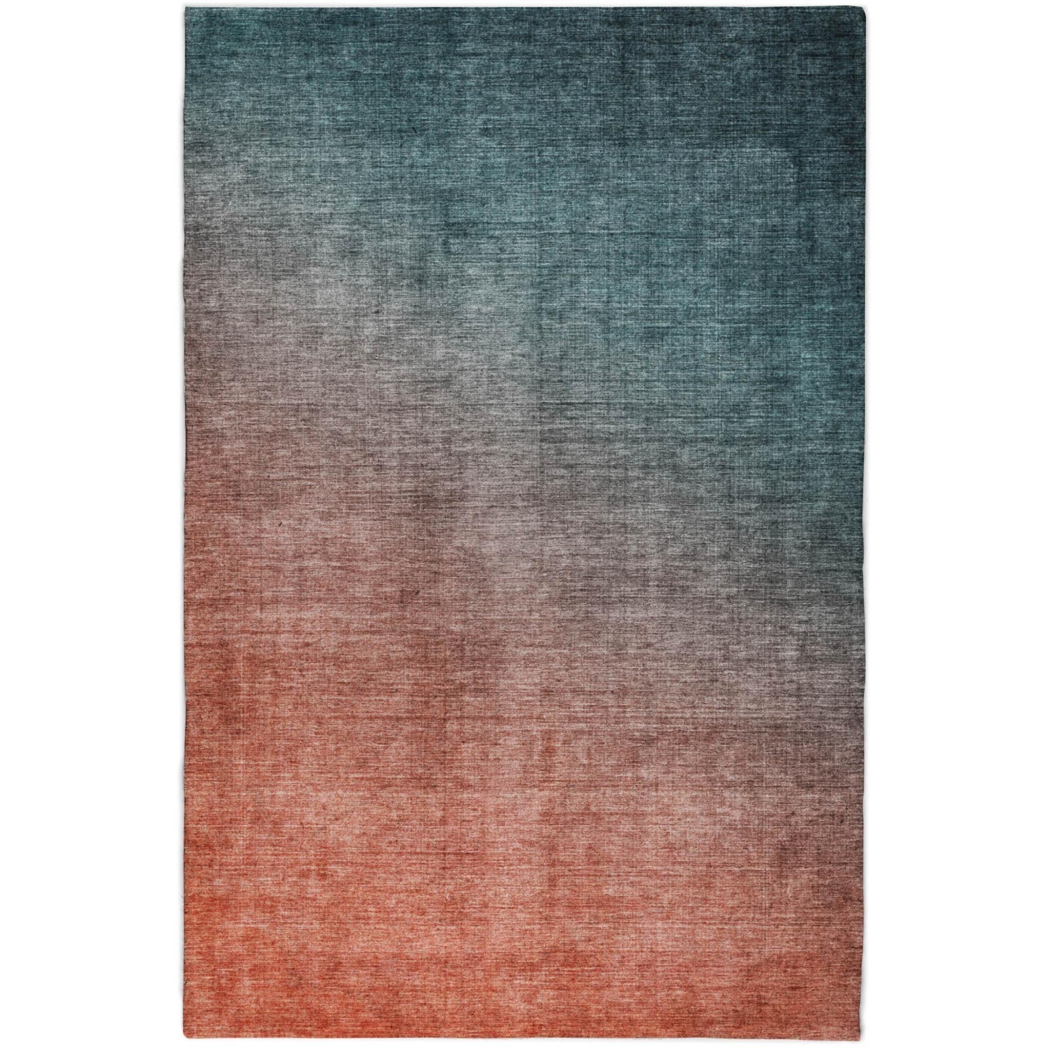 10' X 14' Teal And Gray Ombre Shag Washable Area Rug With UV Protection - Home & Garden