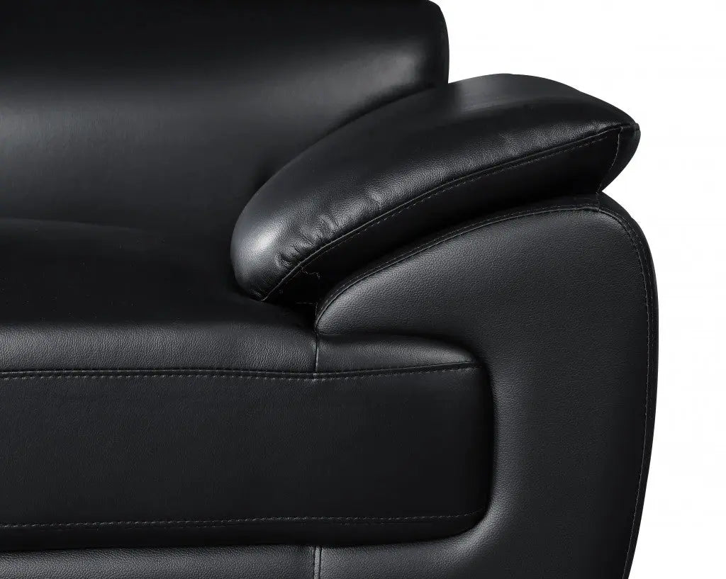 69" Black And Silver Faux Leather Loveseat Homeroots Living Room