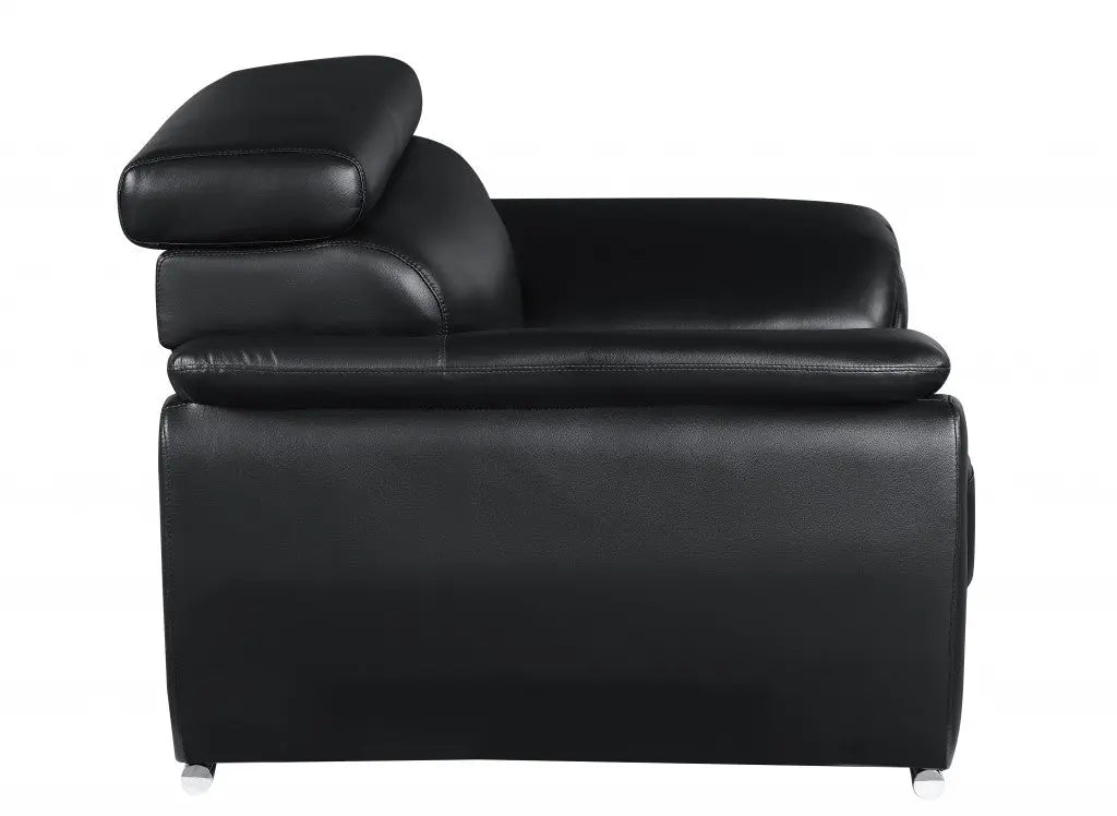 69" Black And Silver Faux Leather Loveseat Homeroots Living Room