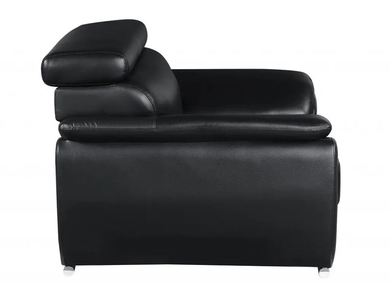 69" Black And Silver Faux Leather Loveseat Homeroots Living Room