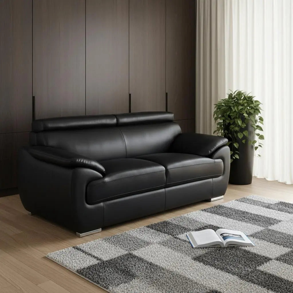 69" Black And Silver Faux Leather Loveseat Homeroots Living Room