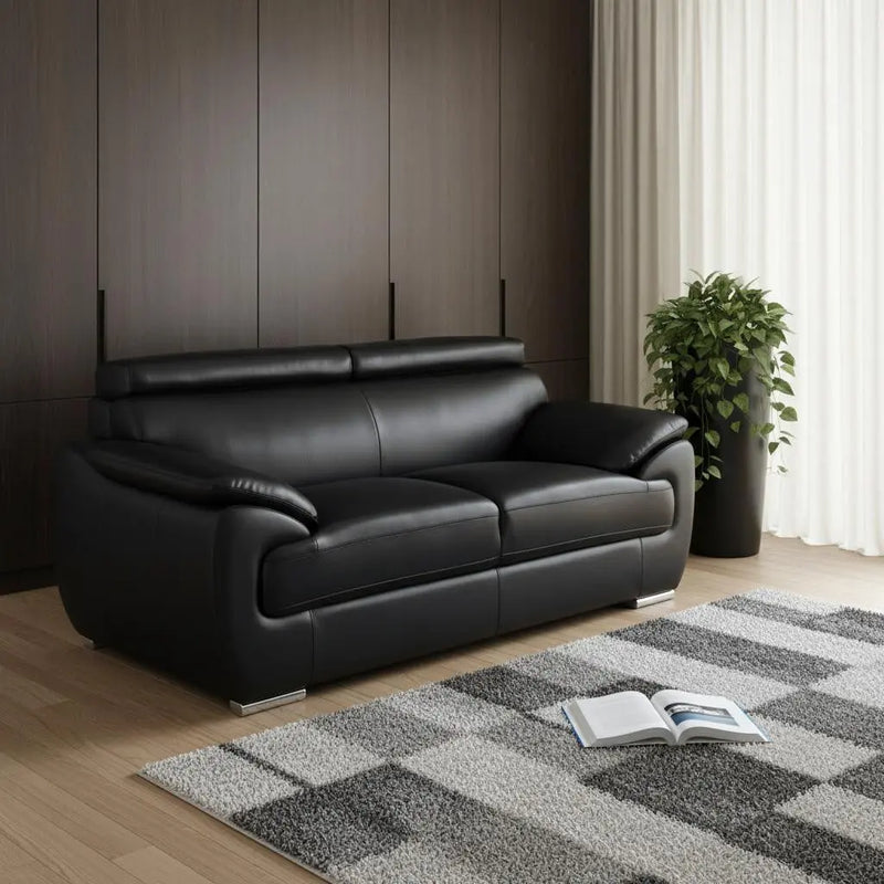 69" Black And Silver Faux Leather Loveseat Homeroots Living Room